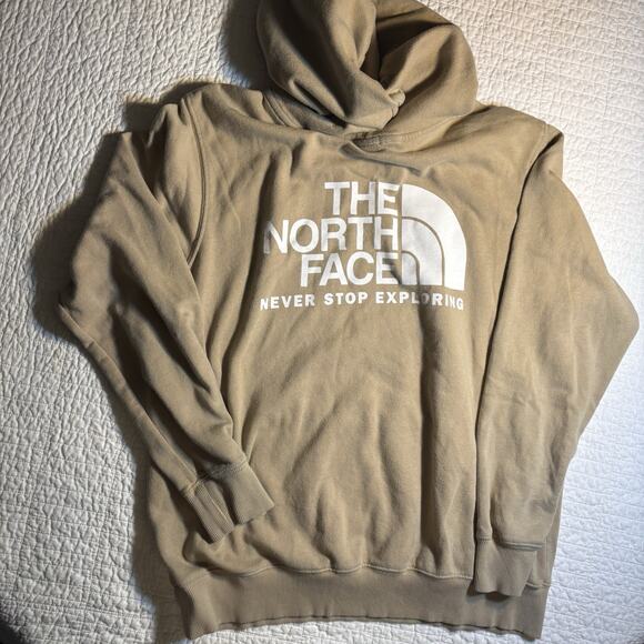 North Face Men's Large Box NSE Pullover Hoodie Never Stop Exploring Tan Beige - Picture 6 of 10